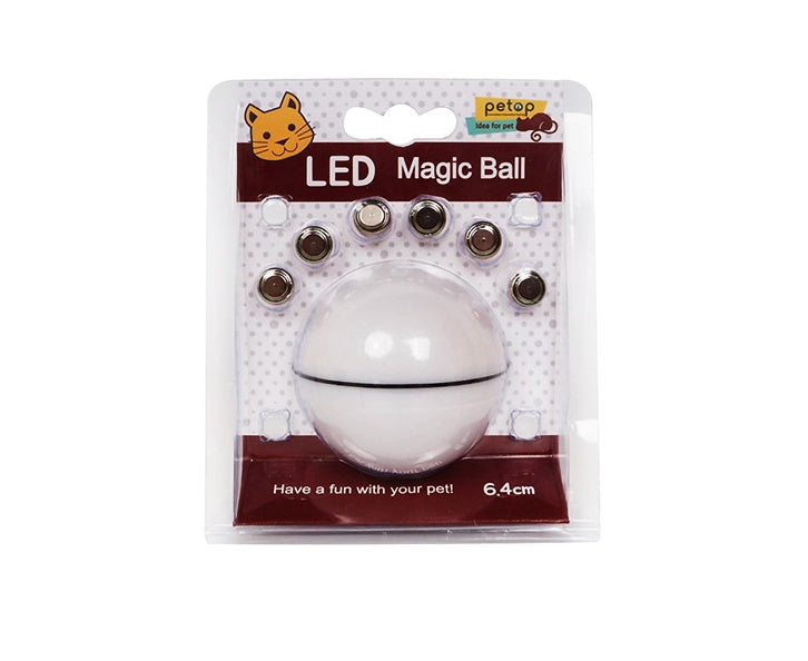 White LED Magic Ball toy shown in its retail blister packaging