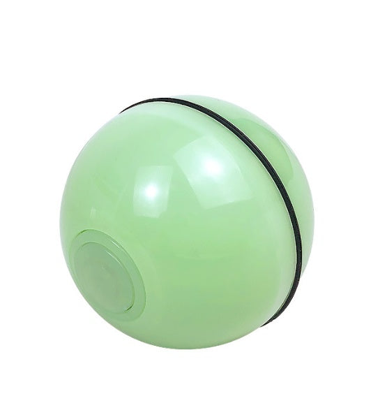 Green LED cat ball toy, front view on white background