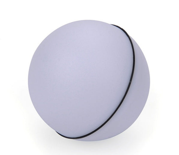 Grey LED cat ball toy, front view on white background