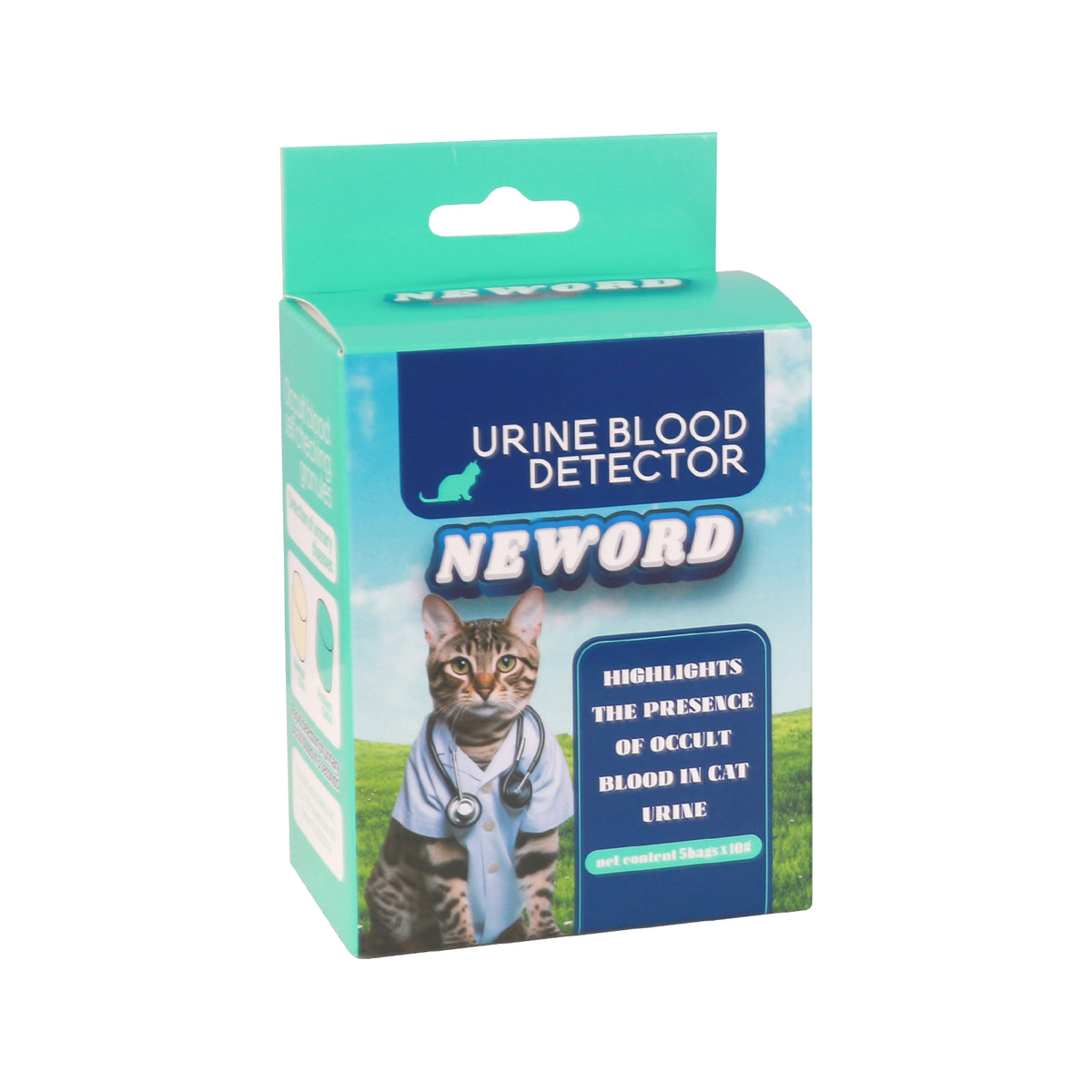 Green Urine Blood Detector product box on a white background