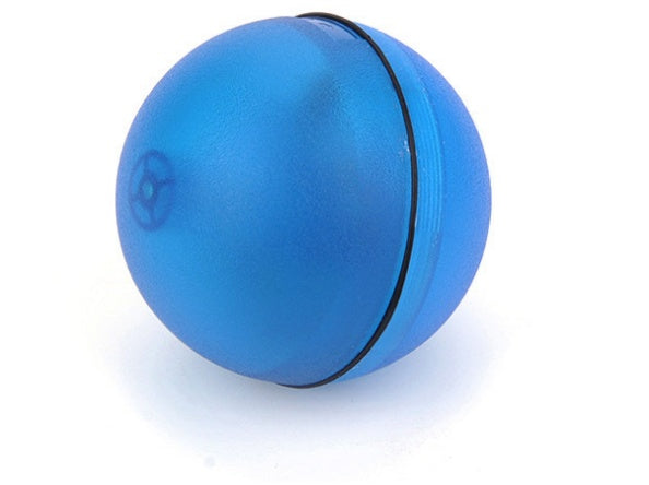Blue LED cat ball toy, front view on white background