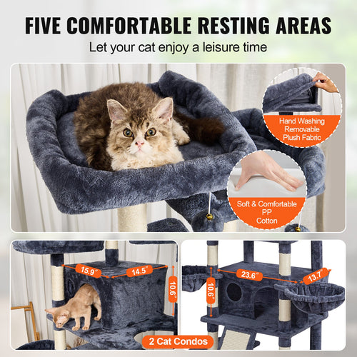 68.5 inch cat tree with condos and hammocks