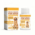 Fish Oil Tablets for Dogs box and bottle on a white background